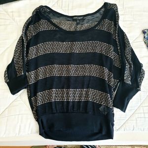 Black Sheer Striped Blouse